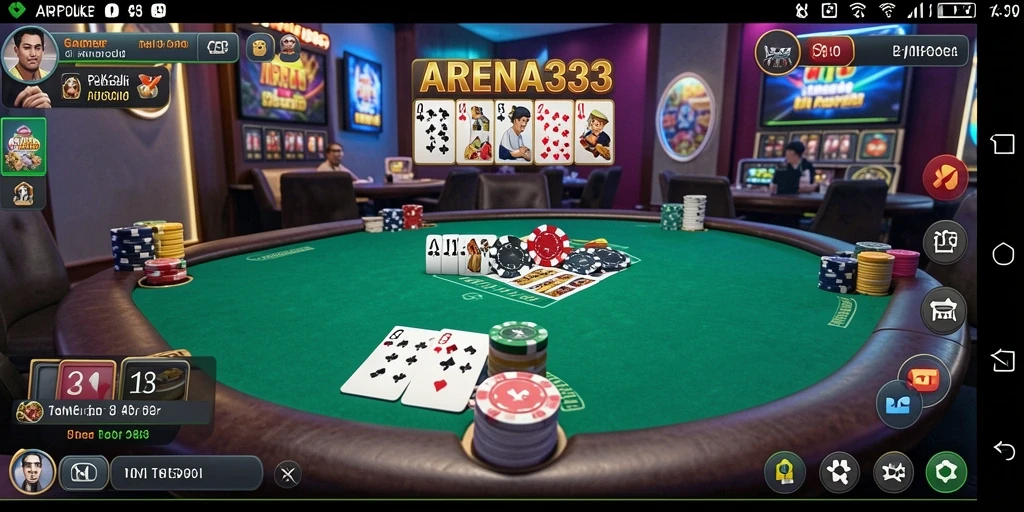 Screenshot gameplay ARENA333 menampilkan serunya bermain Poker online.