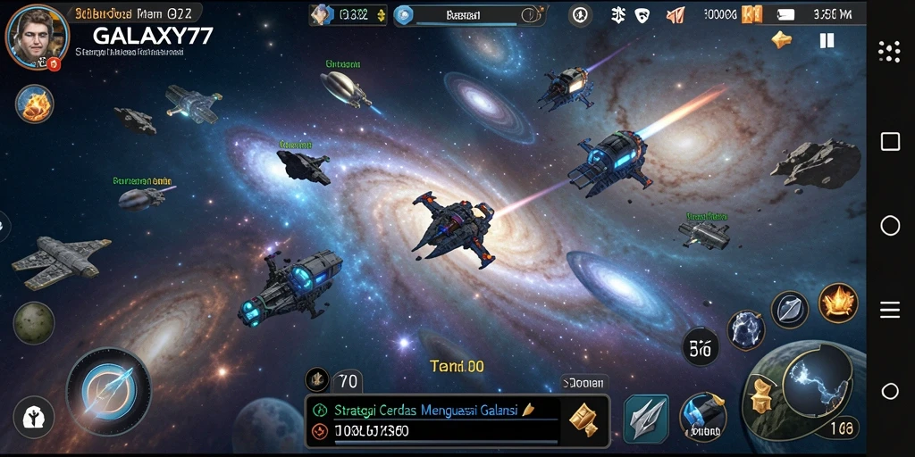 Tampilan strategi luar angkasa yang mendebarkan dalam GALAXY77.