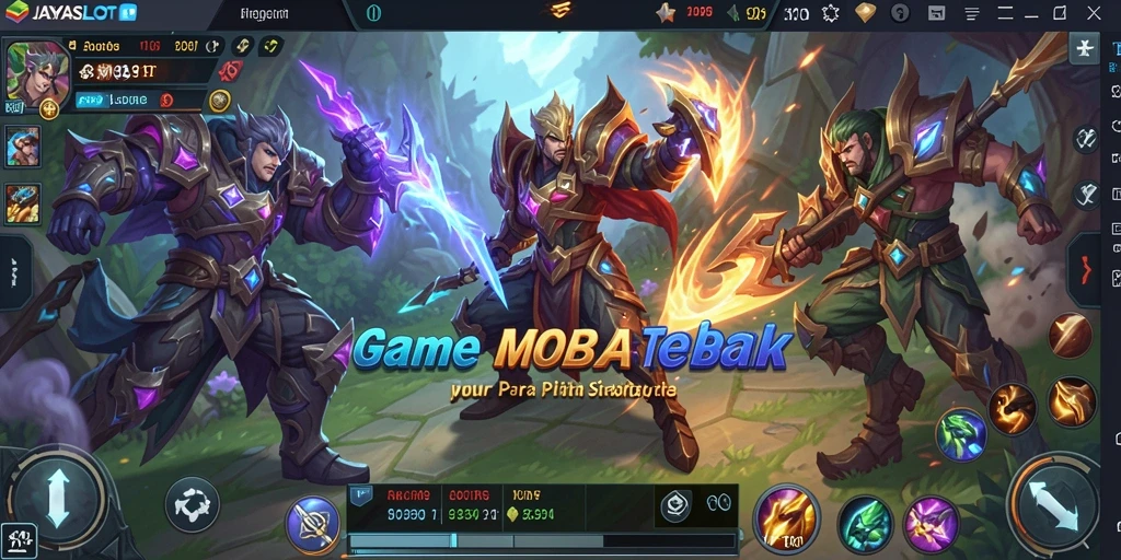 Screenshot dari gameplay MOBA JAYASLOT yang menampilkan pertempuran seru.