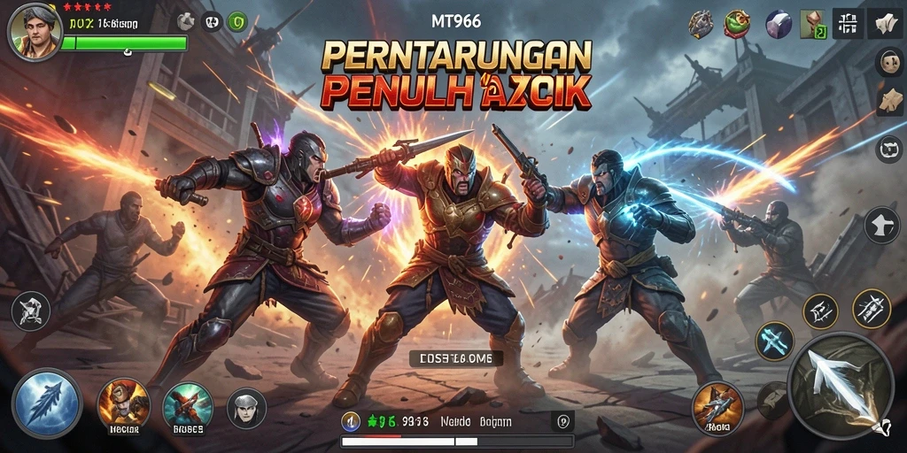 Screenshot MT966 menampilkan pertarungan dinamis antara dua karakter hebat.