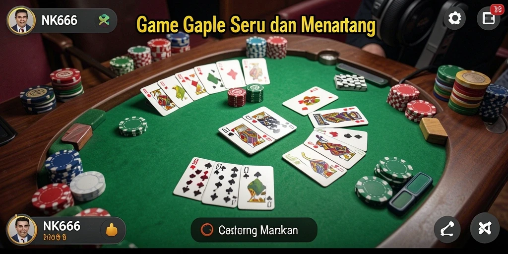 Screenshot gameplay NK666 yang menunjukkan aksi seru Gaple.