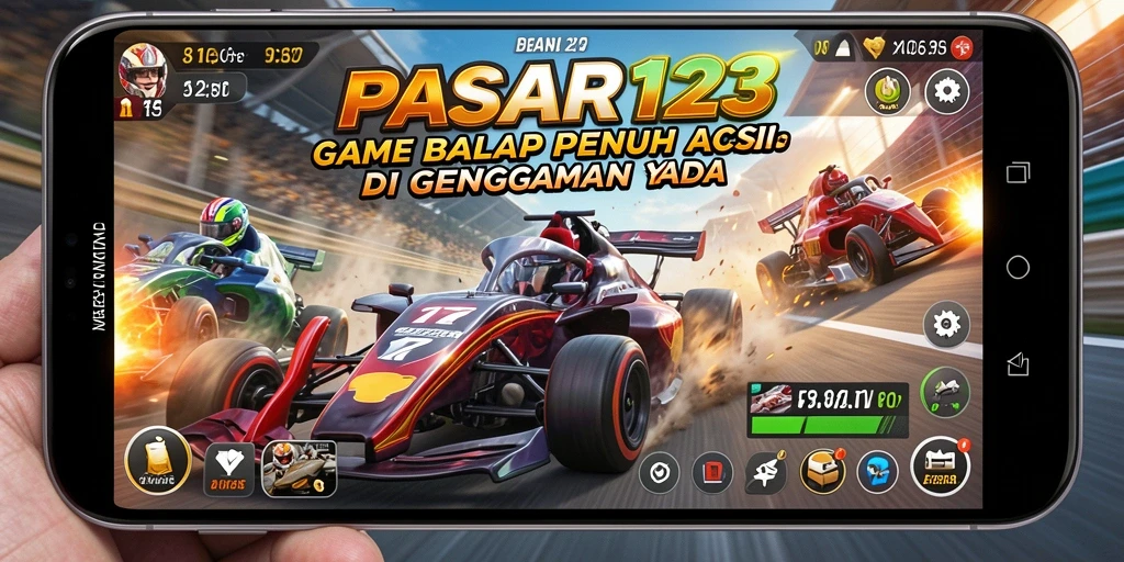 Tampilan gameplay PASAR123 yang menegangkan dan seru saat balapan.