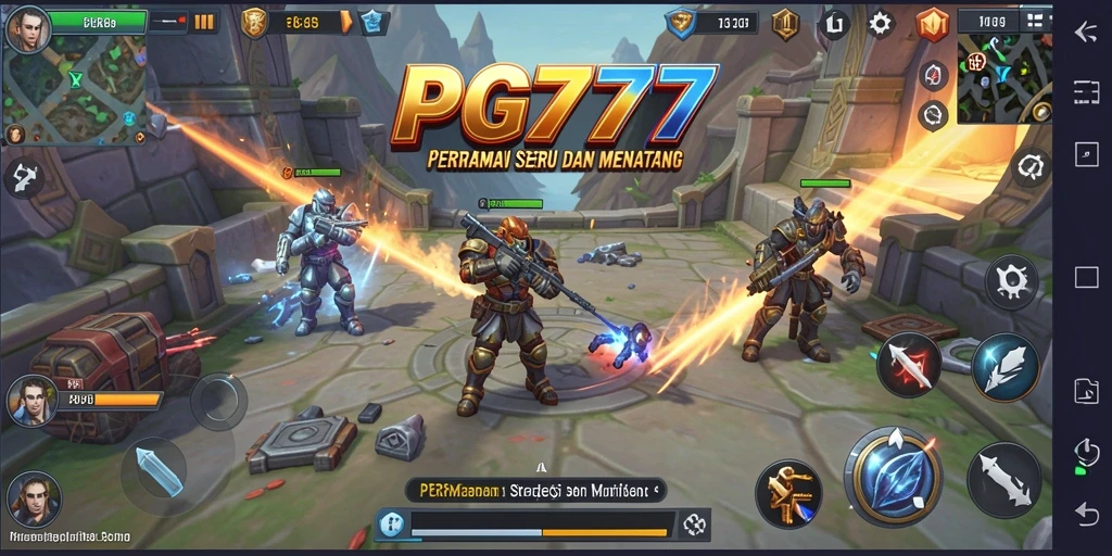 Tampilan gameplay PG777 dengan aksi strategi yang mendebarkan.