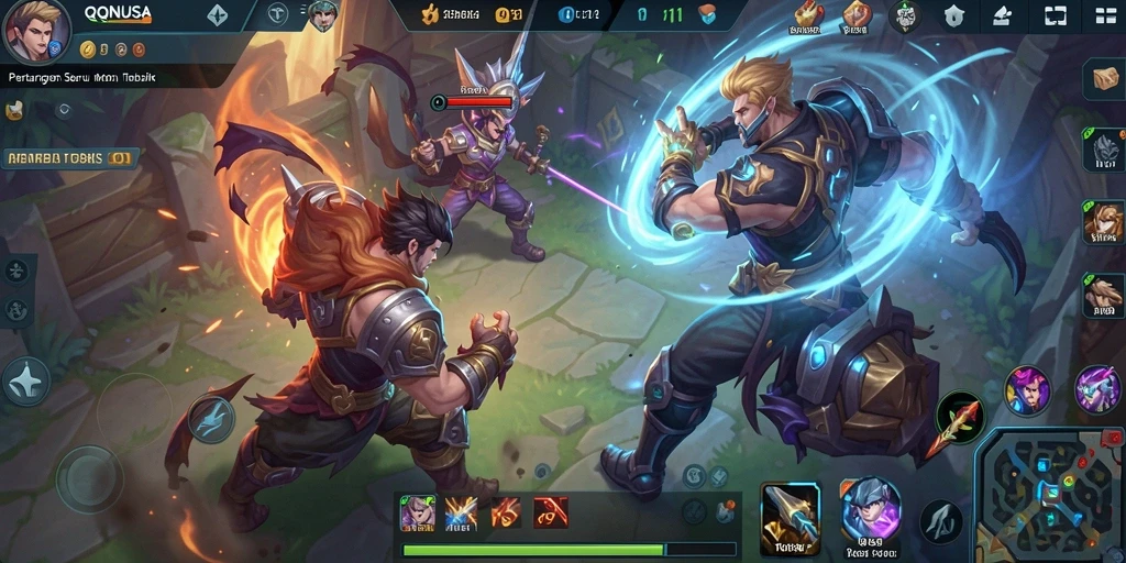 Tampilan aksi seru dalam gameplay QQNUSA.