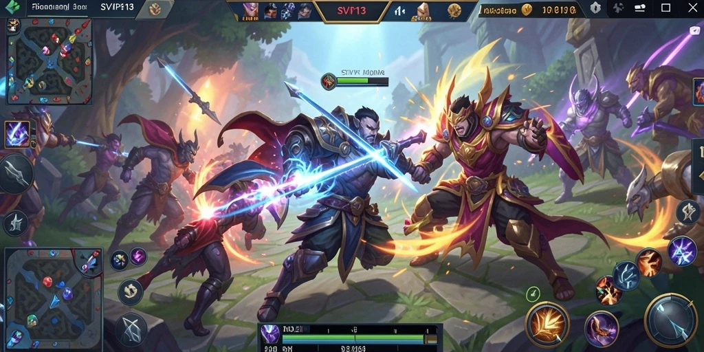 Screenshot gameplay SVIP13 menampilkan pertarungan tim yang seru dan strategi mendebarkan.