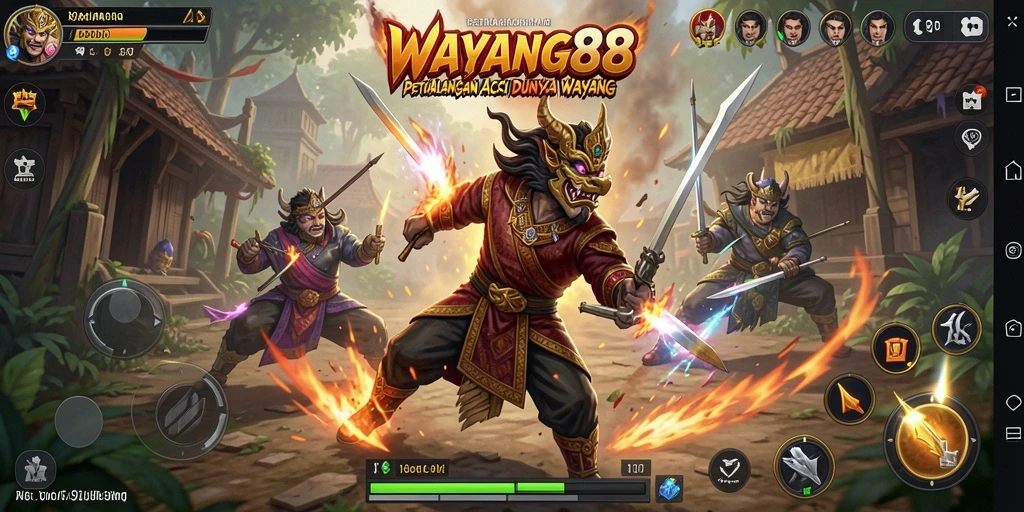 Tangkapan layar menampilkan pertarungan aksi seru dalam WAYANG88.